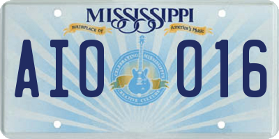 MS license plate AIO016