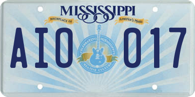 MS license plate AIO017