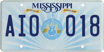 MS license plate AIO018
