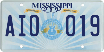 MS license plate AIO019
