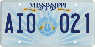 MS license plate AIO021