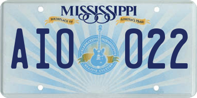 MS license plate AIO022