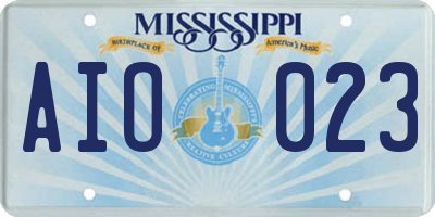 MS license plate AIO023
