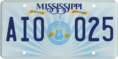 MS license plate AIO025