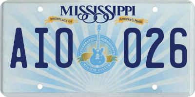 MS license plate AIO026
