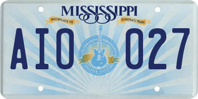 MS license plate AIO027