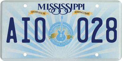 MS license plate AIO028