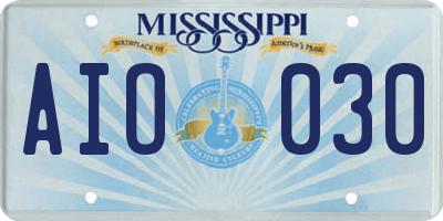 MS license plate AIO030