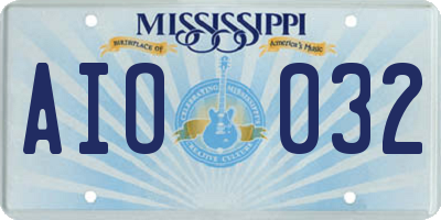 MS license plate AIO032