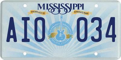 MS license plate AIO034