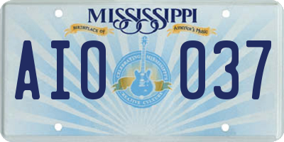 MS license plate AIO037
