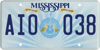 MS license plate AIO038