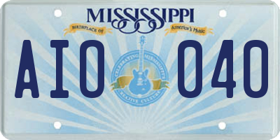 MS license plate AIO040