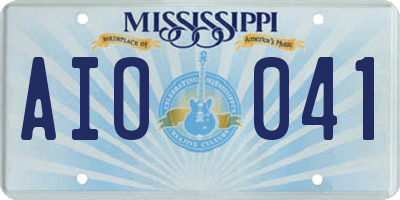 MS license plate AIO041