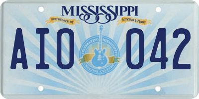 MS license plate AIO042