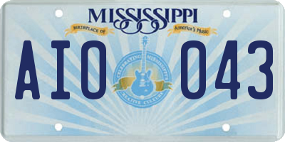 MS license plate AIO043