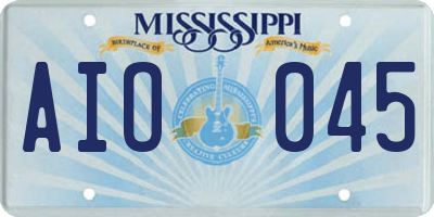 MS license plate AIO045