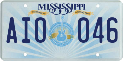 MS license plate AIO046