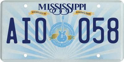 MS license plate AIO058