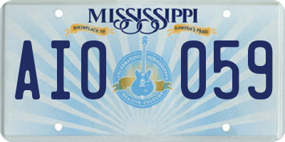 MS license plate AIO059