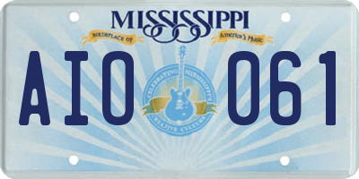 MS license plate AIO061