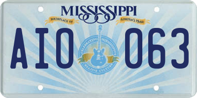 MS license plate AIO063