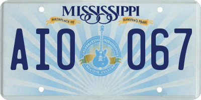 MS license plate AIO067