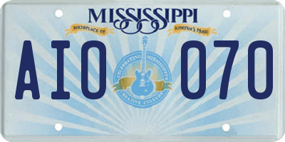 MS license plate AIO070