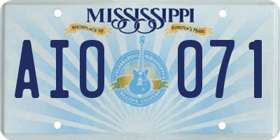 MS license plate AIO071