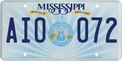 MS license plate AIO072