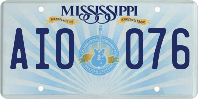MS license plate AIO076
