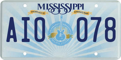 MS license plate AIO078