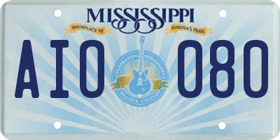 MS license plate AIO080