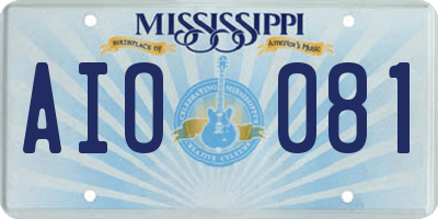 MS license plate AIO081