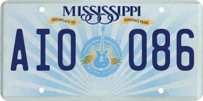 MS license plate AIO086