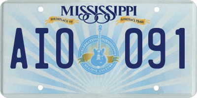 MS license plate AIO091