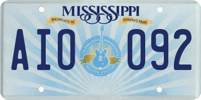 MS license plate AIO092