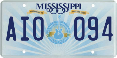 MS license plate AIO094