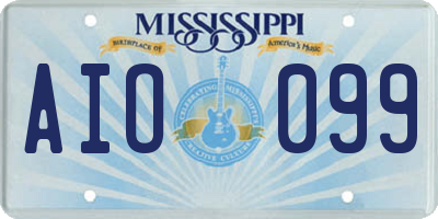 MS license plate AIO099