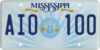 MS license plate AIO100