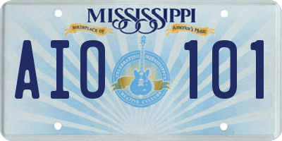 MS license plate AIO101