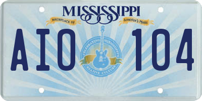 MS license plate AIO104
