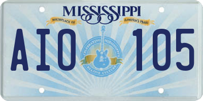 MS license plate AIO105