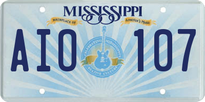 MS license plate AIO107