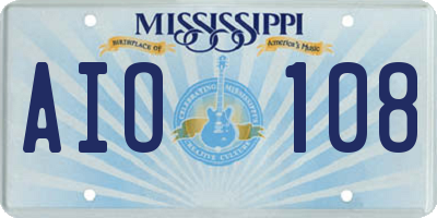 MS license plate AIO108