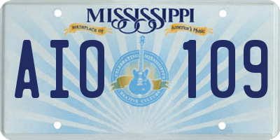 MS license plate AIO109