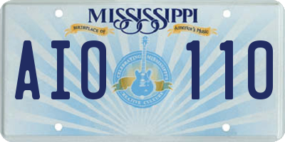 MS license plate AIO110