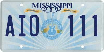 MS license plate AIO111