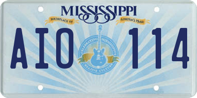 MS license plate AIO114