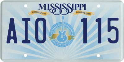MS license plate AIO115